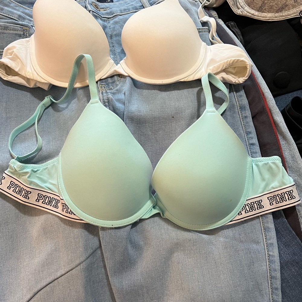 (32B) PINK (blue) PADDED BRA - Victoria’s Secret